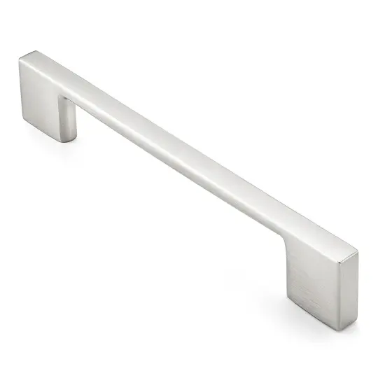 Cauldham Solid Kitchen Cabinet Pulls Handles (5" Hole Centers) - Modern Thin Profile Drawer/Door Hardware - Style M255 - Satin Nickel {1}
