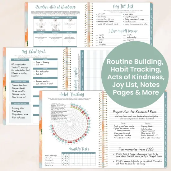 bloom daily planners 2025-26 Academic Planner, Soft Cover, 8.5" x 11", Painted Peonies {6}