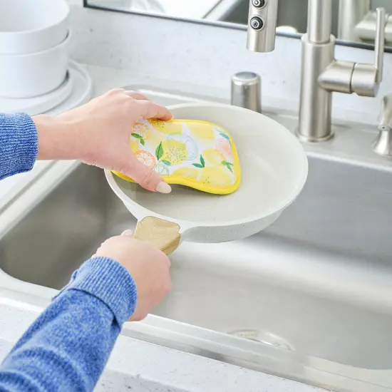 Lemon Plaid Reusable Scrubbies, Set of 4 {6}