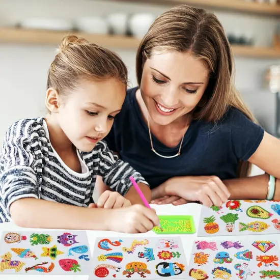 60pcs 5D Diamond Art Stickers Arts and Crafts Creative Gem Art Paint by Number Kits for Kids Ages 4-6 6-8 8-12 Boys Girls DIY Mosaic Stickers Toys for Birthday Party Halloween Christmas Gifts {5}