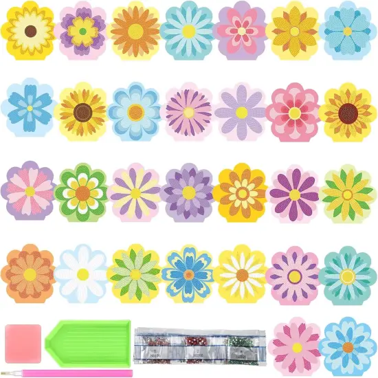 30 Pcs Mother's Day Flower Diamond Painting Greeting Card Kit {1}