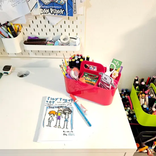 Enjoy Organizer Small Stackable and Portable Simple 6-Compartment Art Caddy - Made In USA Pink {3}