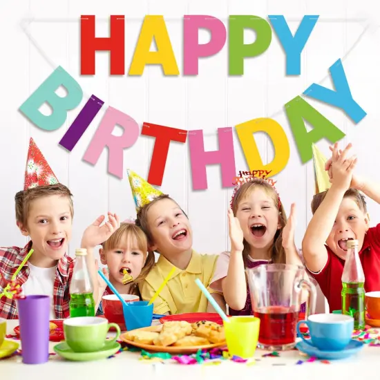 Happy Birthday Banner 9ft Colorful - Pre-Strung No DIY Backdrop Sign for Parties, Adults, Kids, Boys & Girls - Reusable Birthday Decorations & Party Supplies {3}