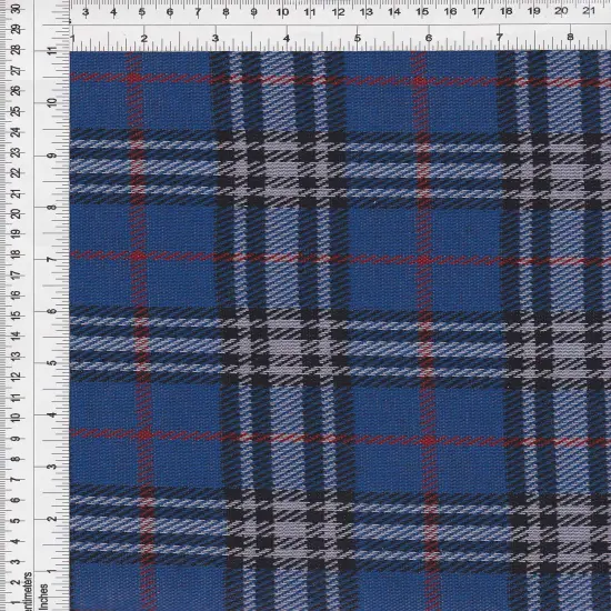 1 Yard Double Knit Jacquard Plaid Fabric Stretch Polyester Spandex 58/60 Inches Wide Blue/Red {1}