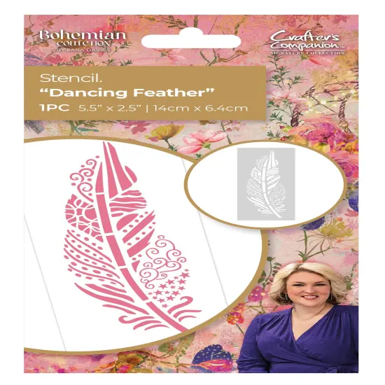 Sara Signature Bohemian Stencil-Dancing Feather {1}