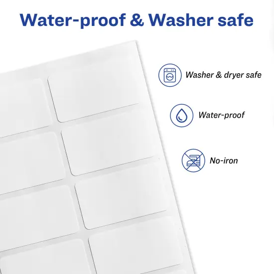 Avery No-Iron Fabric Labels, 1" x 1-3/4", Washer and Dryer-Safe Waterproof Labels, Non-Printable, 40 Blank Labels Total (40722) {5}