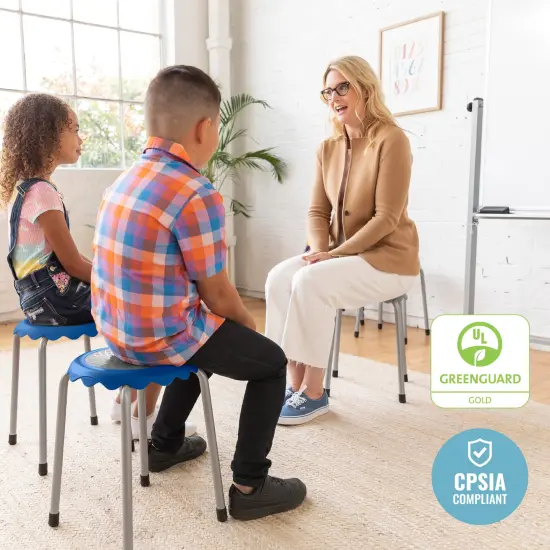 Daisy Stackable Stool Set, Flexible Seating, 8-Piece French Blue {5}