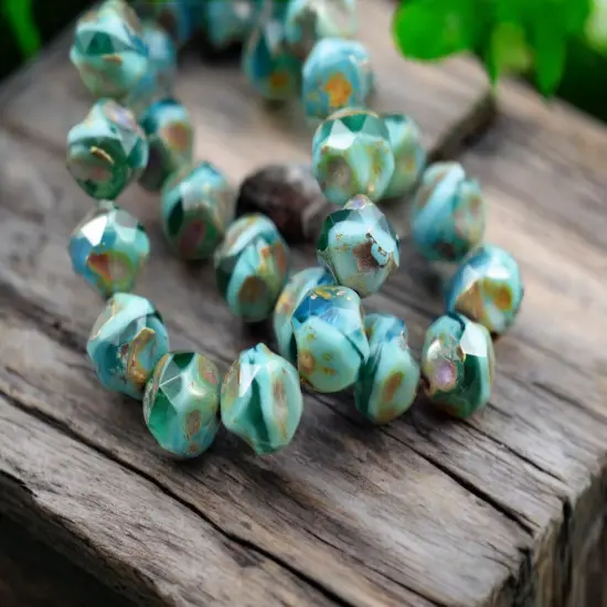 *15* 8mm Riviera Maya Picasso Central Cut Round Beads {1}