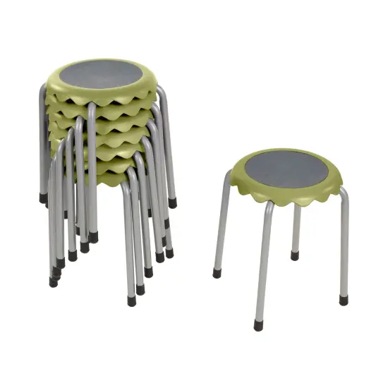 Daisy Stackable Stool Set, Flexible Seating, 8-Piece Fern Green {1}