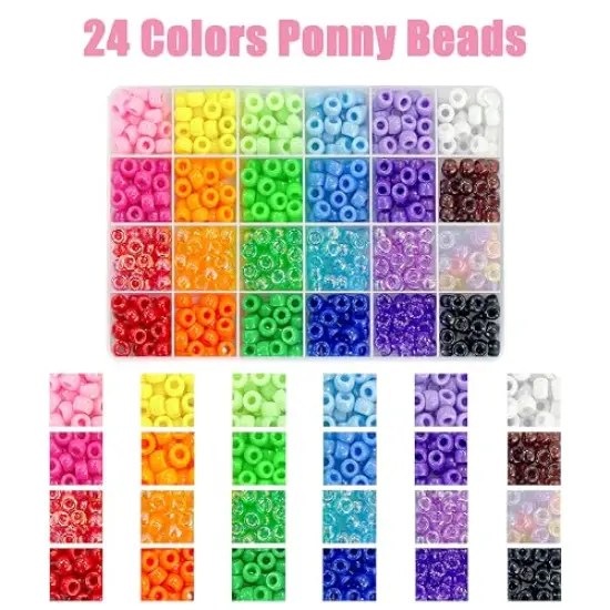 1000 Pieces DIY Crafts Gifts for Girls Beading Kits, Pony Beads Bracelet Making Kits with Decorative Beads and Charms, Craft Supplies for Children, Adults, Girls {4}