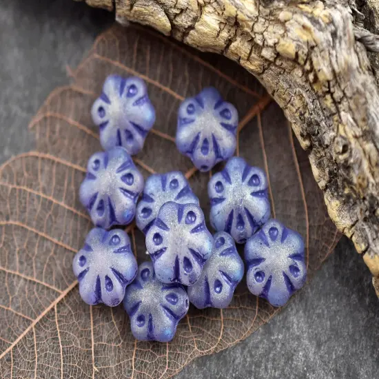 *10* 11mm Purple Washed Matte Crystal AB Scalloped Flower Beads {5}