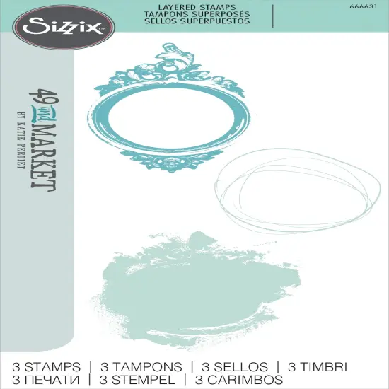 Sizzix Layered Clear Stamps By 49 & Market-3/Pkg {1}
