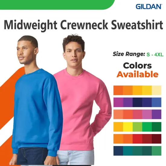 Gildan&reg; Midweight Crewneck Long Sleeve Sweatshirt White {3}