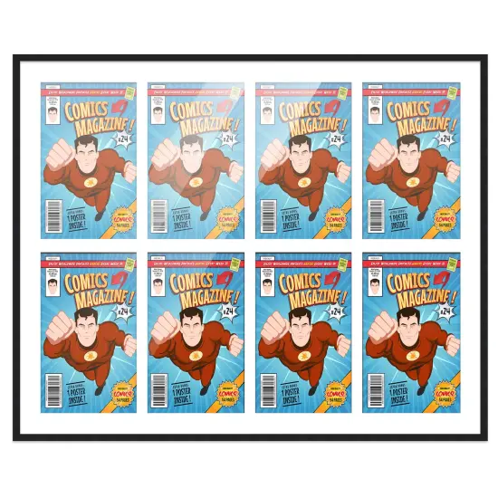 Comic Book Display Frame for Bronze Age Comics Published Between 1970 and 1985 - Black Wood Comic Frame With White Mat for 7.25x10.5 Comic, 18 Frame Sizes {1}