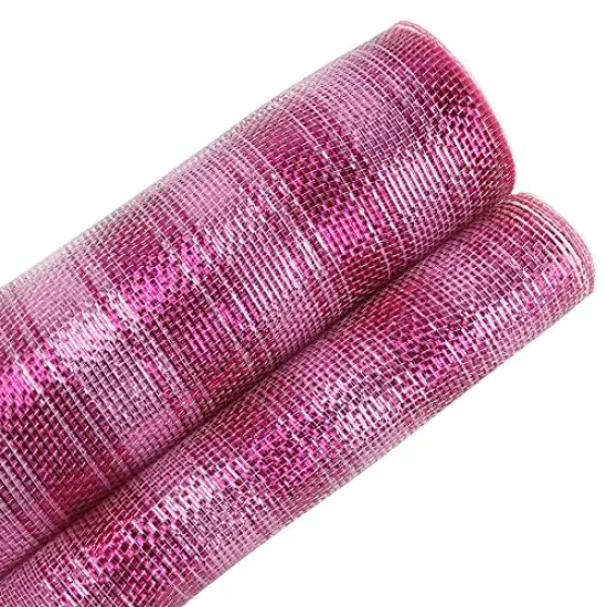 30 feet 10 Inch Pink Deco Mesh Valentine Hot Pink Mesh Ribbon Fabric Mesh Roll Decorative Mesh Wreath Supplies for Valentine's Day Wreath Front Door Mesh Wreath (30 Feet) {1}