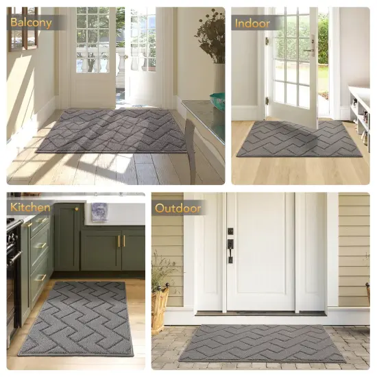 1 Pack Indoor Doormat,Front Back Rubber Backing Non Slip Door Mats 20"x31.5" Absorbent Resist Dirt Entrance Inside Floor Mats for Entryway Washable Low-Profile (Grey) {4}