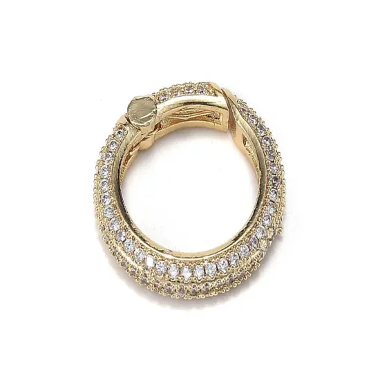 19mm 18k Gold Plated Micro Pave Cubic Zirconia Spring Ring Clasp {4}