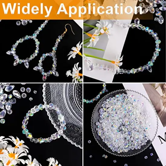 600 Pieces Crystal Beads, Glass Beads, Assorted Crystal Beads for Jewelry Making, Rondelle Jewelry Beads with Container Box, Glass Beads Bulk for DIY Necklace Bracelet Earring(4/6/8mm, AB Color) {3}
