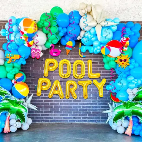 Summer Pool Beach Hanging Swirls 15 Pack Foil Ceiling Hanging Swirls Pool Party Balloons Swimming Pool Party Favors Beach Party Banner Beach Party Balloons {4}