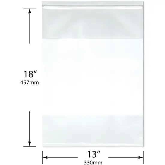 Plymor 13" x 18" (Pack of 50), 6 Mil Industrial Duty White-Block Zipper Reclosable Plastic Bags {3}