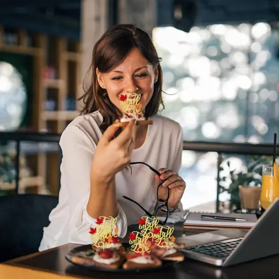 Cupcake Toppers Glitter Maple Leaves Fall Maple Leaves {6}