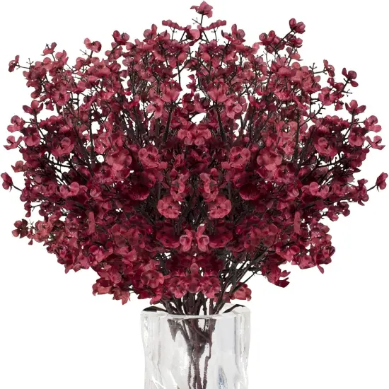 8 Bundle Babys Breath Artificial Flowers Bouquets (Burgundy) {1}