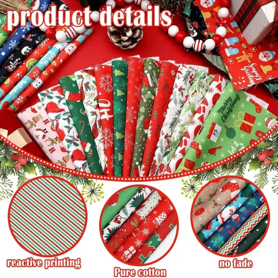 100 Pcs Christmas Fabric Bundles - 8 x 8 Inches {5}