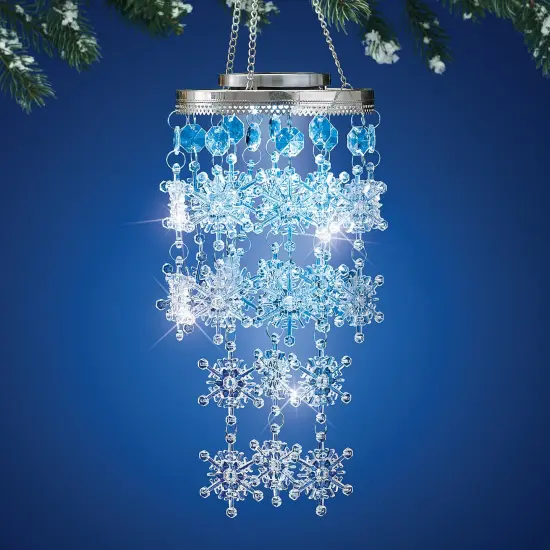 Collections Etc Solar Powered Sparkling Hanging Snowflakes Christmas Dangler {1}