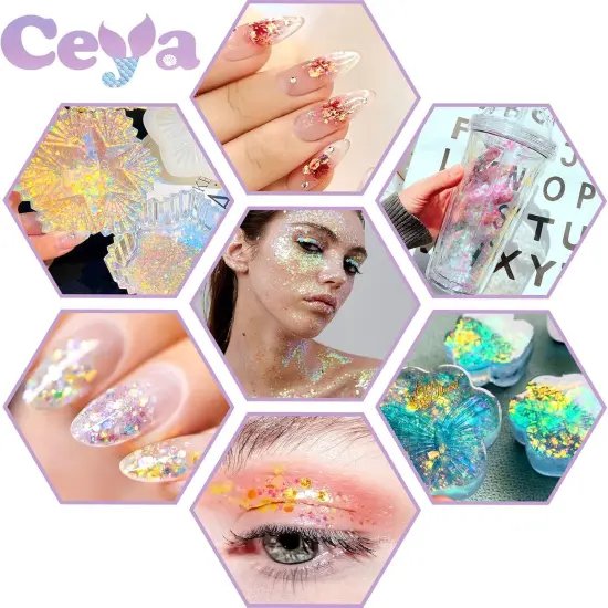 4.9oz/ 140g Fluorescent Orange Neon Glitter Powder Mixed Fine Opal Flakes Nail Sequins for Craft Resin {5}