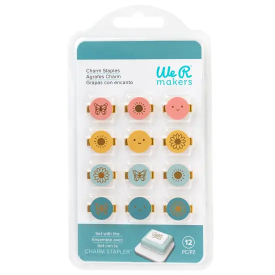 We R Charm Stapler Charm 12/Pkg-Multicolor Round With Design {2}