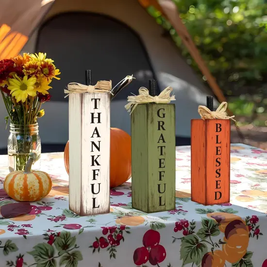 Thankful Blessed Grateful Tabletop Signs {5}