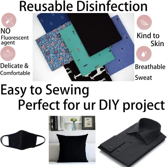 Black 100% Cotton Fabric by The Yard for Sewing DIY,39 x 55inches (100x140cm) (Black Solid) {2}