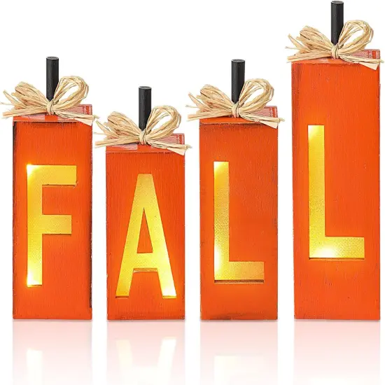 4 Pcs Lighted Fall Signs Table Decor {1}