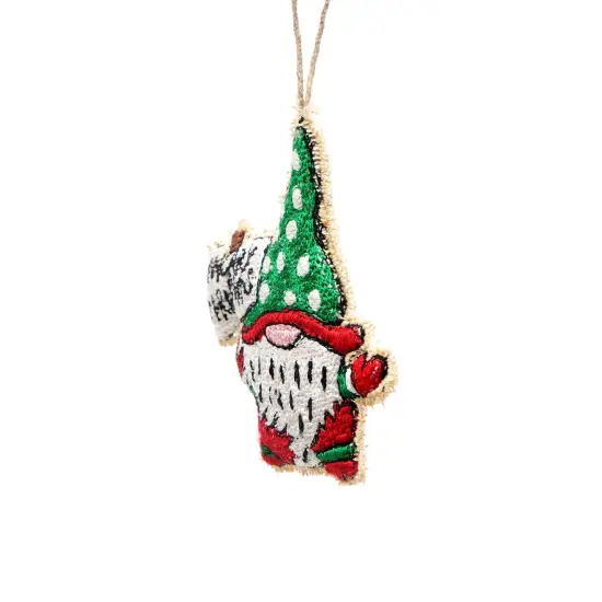 Santa Cheer Hanging Ornament - Multi Color -4" x 0.5" x 4" {3}