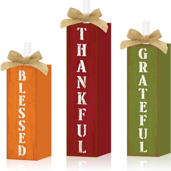 Blessed Thankful Grateful Fall Sign Table Decor {1}