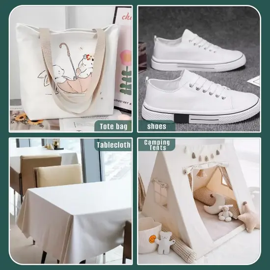 Cotton Canvas Fabric 60x40 Inches, Thick Canvas Fabric, 10oz, Suitable (White) {5}