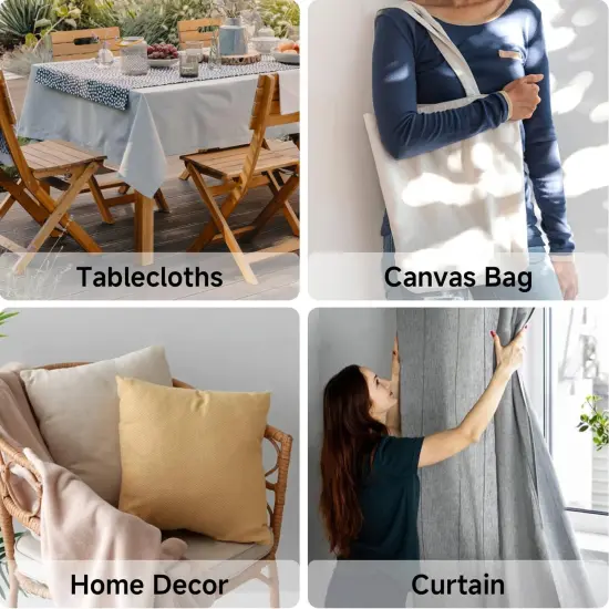 Natural Cotton Canvas Fabric - 59'' Wide, 2 Yard (Black) {4}