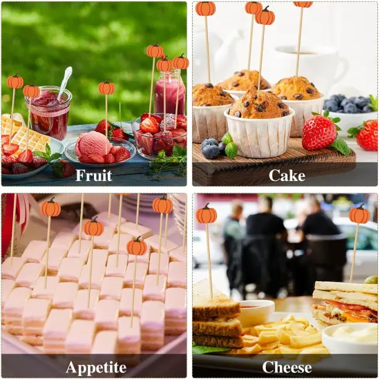 200 Pcs Fall Pumpkin Toppers Sticks {3}