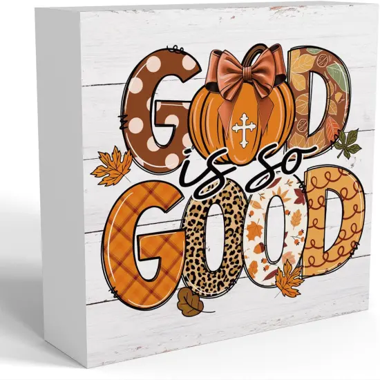 Pumpkin Wooden Box Sign Fall Table Decor {1}