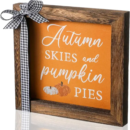 Autumn Skies and Pumpkin Pies Wooden Table Signs Thanksgiving Table Decor {1}