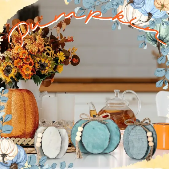3 Pcs Fall Pumpkin Tabletop Decor {4}