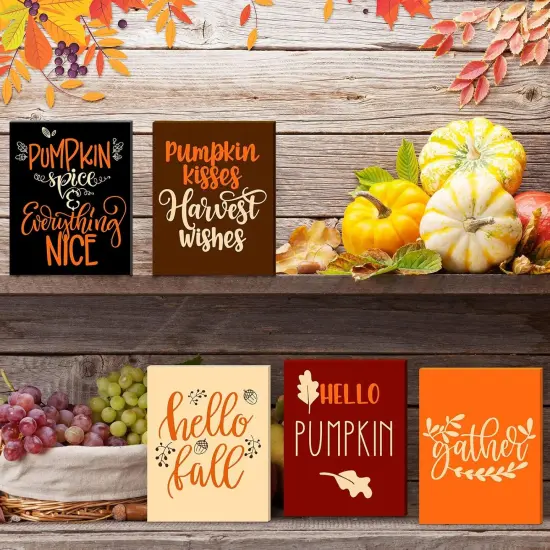 9 Pack Rustic Fall Wooden Signs Table Decor {5}