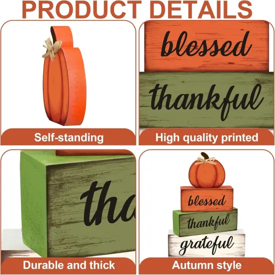 4 Pcs Fall Wooden Table Sign {2}