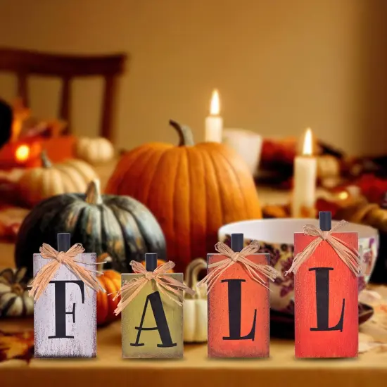 Autumn Decor Sign Block Set Fall Decorations {5}