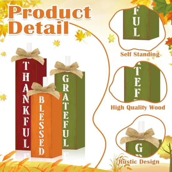 Blessed Thankful Grateful Fall Sign Table Decor {3}