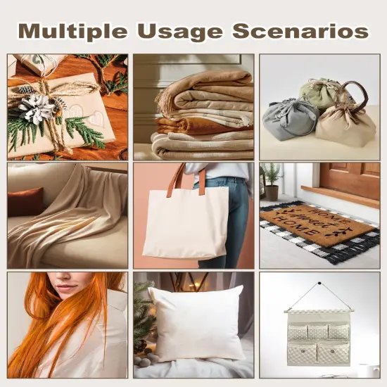 100% Cotton Muslin Fabric 63 Inch, Unbleached Natural Fabric (Natural, 5 Yard) {4}