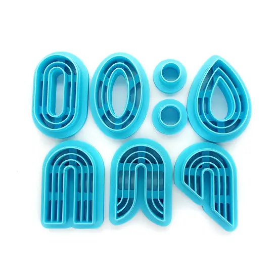 Clay Cutters for Earrings, Boho Rainbows & Ovals, 8 pc {1}