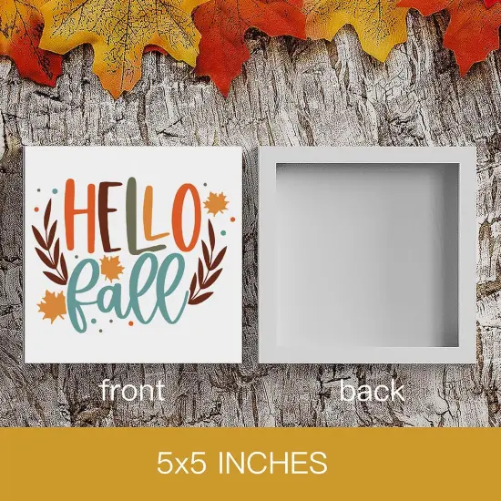Fall Wooden Box Sign Tabletop Decor - 5.1 X 5.1 Inch {2}