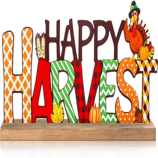Happy Harvest Metal Sign Fall Table Decor {1}