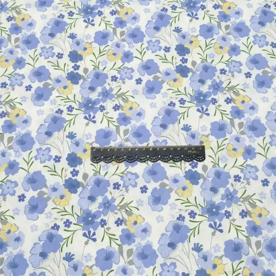 42Pcs - 100% Cotton Boys Fabric Squares,5 Inch Quilting Supplies Clearance Blue Floral {4}